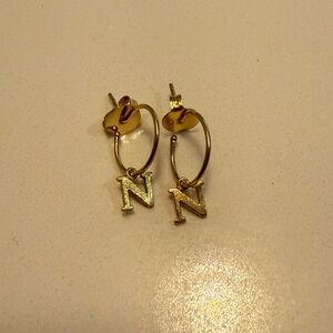 Gold Tone 'N' Initial Hoop Earrings - Women Jewelry